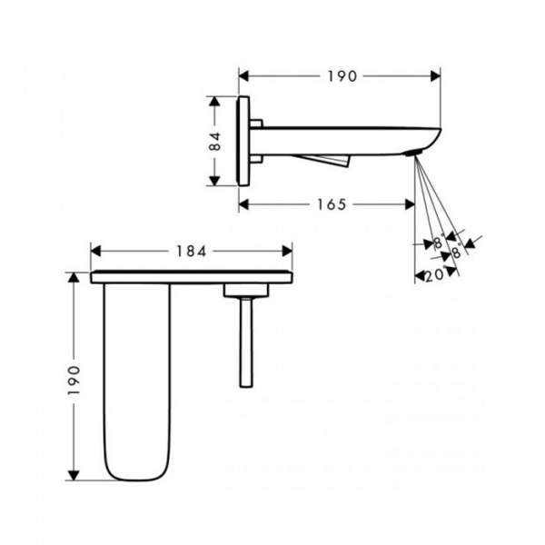 Hansgrohe Pura Vida Смеситель для раковины, встраиваемый, излив 165, 225 мм, внешняя часть, цвет: Белый/Хром