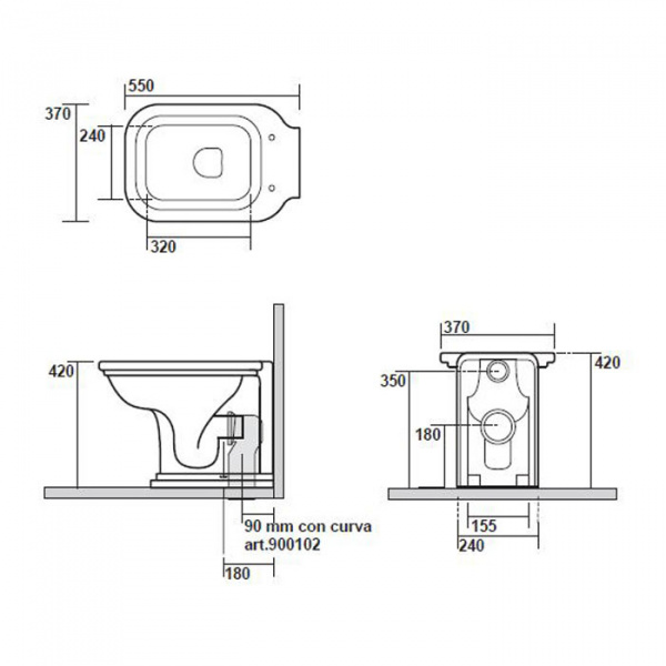 Kerasan Waldorf Унитаз напольный пристенный 55х37см, цвет: белый, СИДЕНЬЕ НА ВЫБОР