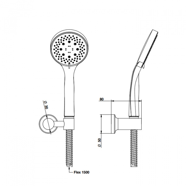 Bongio Душевая лейка D100 мм, 3 режима, шланг 1500 мм, цвет: черный матовый