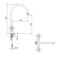 Bongio Kitchen Кухонный смеситель с поворотным изливом, цвет: хром