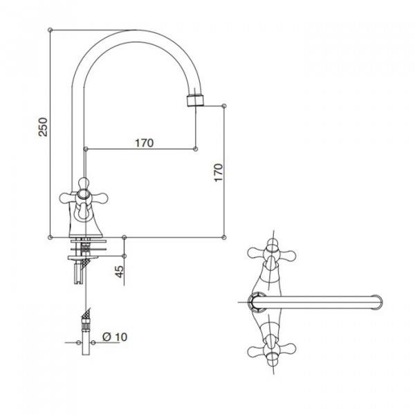 Bongio Kitchen Кухонный смеситель с поворотным изливом, цвет: хром