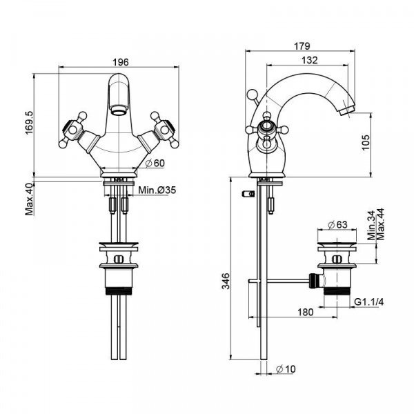 Carlo Frattini Elizabeth, Cмеситель на раковину на 1 отверстие, цвет: Хром