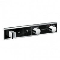 Hansgrohe RainSelect Смеситель для душа, термостатический, встраиваемый, с переключателем на 2 потока, внешняя часть, цвет: черный/хром