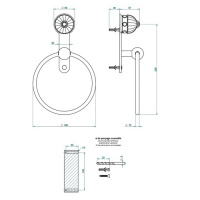 THG Amboise Onyx noir Держатель - кольцо 18см., подвесной, цвет: золото