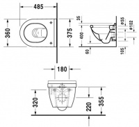 Подвесной унитаз Duravit Starck-3 2227090000 с крышкой-сиденьем микролифт 0063890000