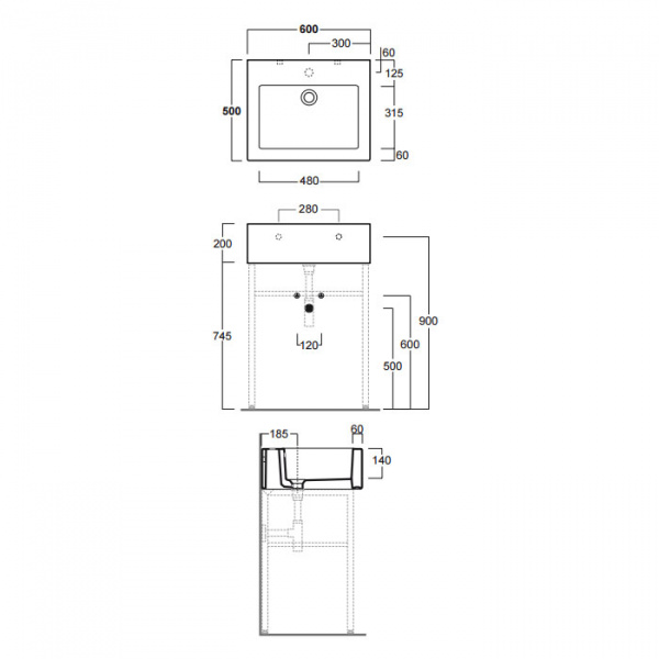 SIMAS Frozen Раковина 60 см, 1 отв., цвет: белый