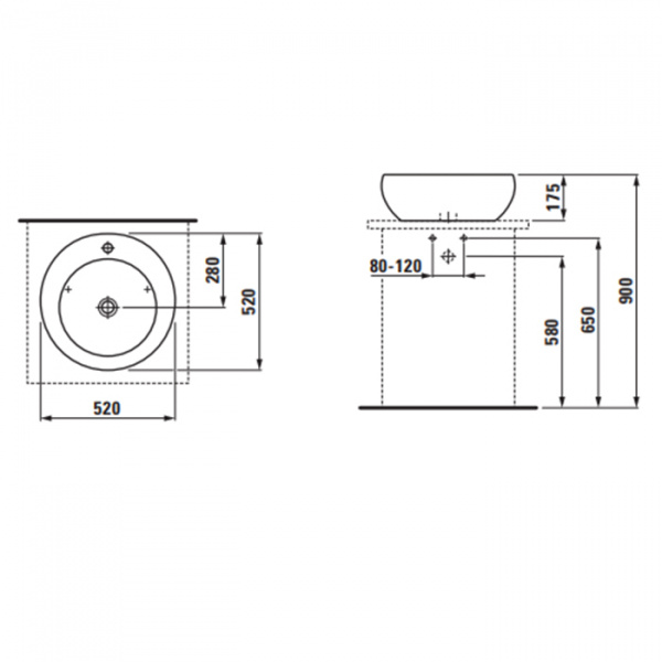 Laufen Alessi One Раковина-чаша 52х52х17.5 см, 1 отв., цвет: белый