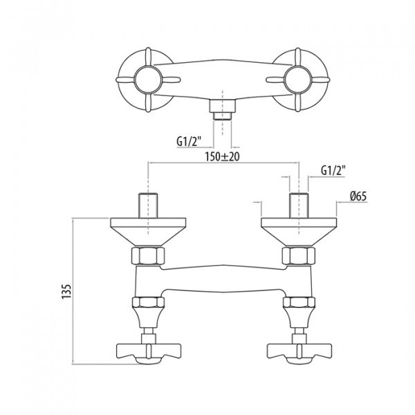 Gattoni London Смеситель для душа с выходом снизу 1/2, цвет: хром