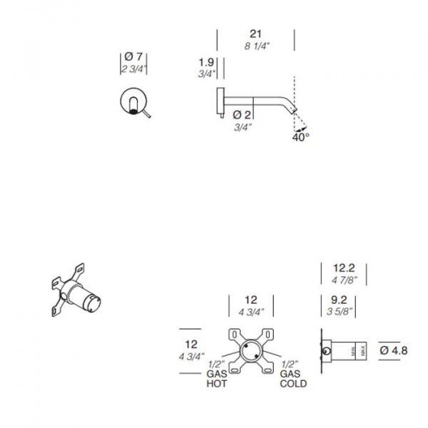 NOORTH milldue edition Смеситель для раковины, 2 отв., цвет: полированная сталь