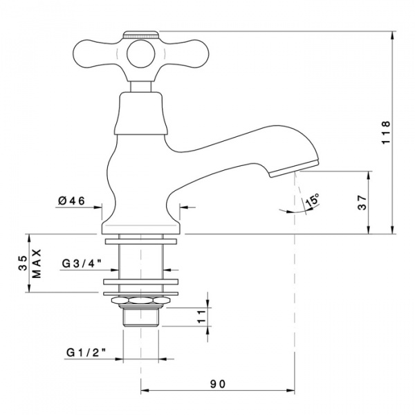Nicolazzi Nuova Brenta Смеситель для раковины на 1 отверстие, излив: 90мм, цвет: хром
