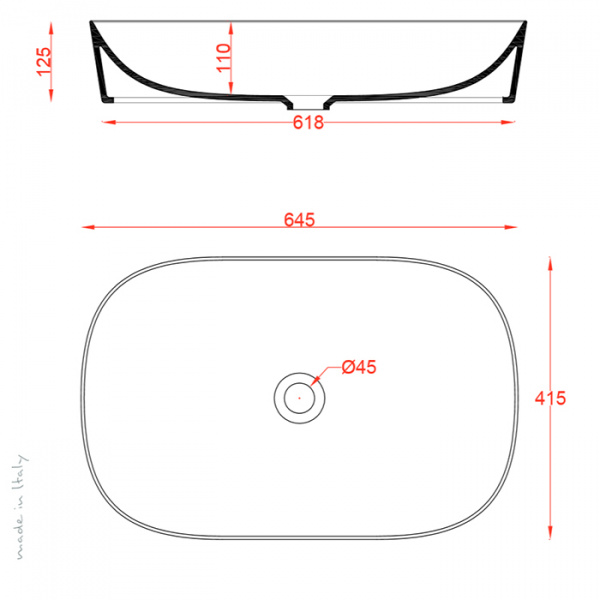 Artceram Ghost Раковина 65х42 см, без отв., цвет: белый