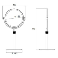 EMCO Pure Зеркало косметическое, Ø153мм, настольн., регулир., 3x кратное увеличение, цвет: хром