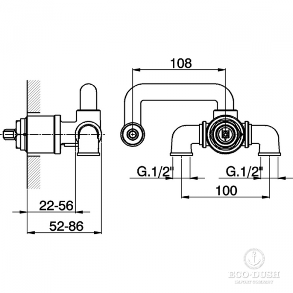 CISAL Внутренняя часть однорычажного смесителя из стены для раковины, ZA01651004