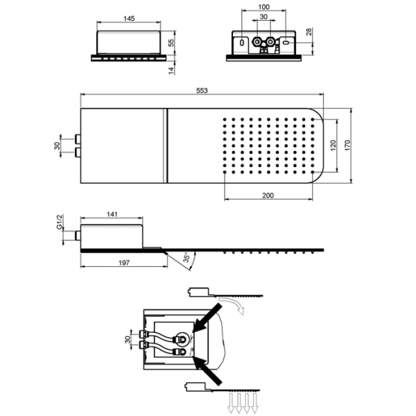 Carlo Frattini Wellness Верхний душ на два режима, настенный монтаж, цвет: хром