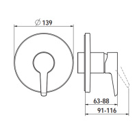 Laufen VAL Встраиваемый смеситель для душа (внешние части), цвет: хром