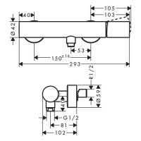 Axor Uno Смеситель для душа, однорычажный, настенный, цвет: хром