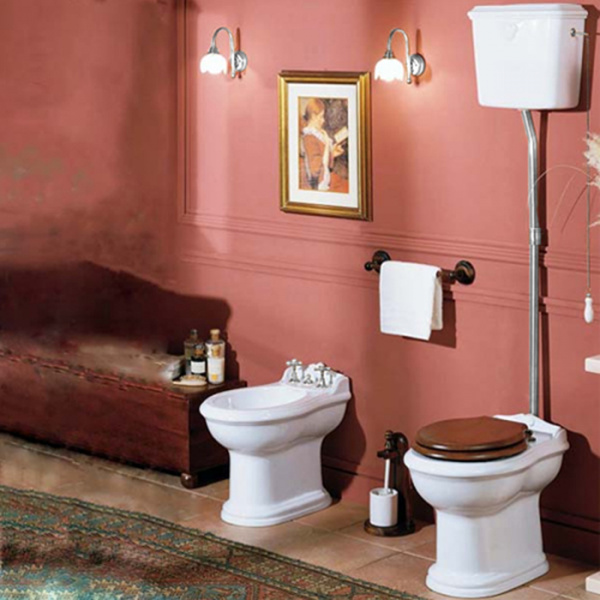 AZZURRA JUBILAEUM унитаз напольный 59х40см слив в стену, с высоким бачком, фурнитурой цвета  хром