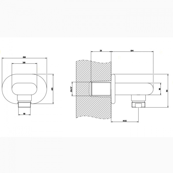 Gessi Goccia Вывод воды на 1/2”, цвет: черный