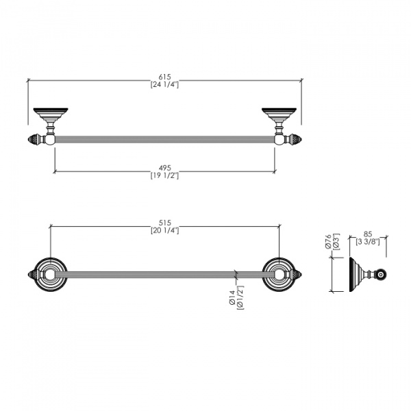 Devon&Devon Black Diamond Полотенцедержатель 61 см, подвесной, цвет: светлое золото