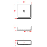 Artceram SCALINO Раковина 38х38 см, без отв., накладная, без слив-перелива, цвет: черный