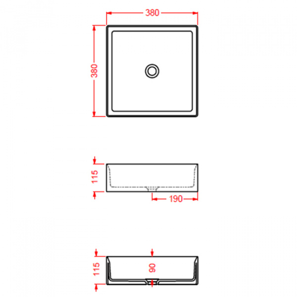 Artceram SCALINO Раковина 38х38 см, без отв., накладная, без слив-перелива, цвет: черный
