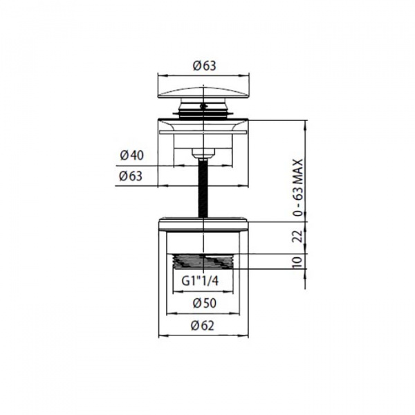 Bossini Oki Донный клапан Clic-Clac автоматический 1”1/4 , цвет: никель шлифованный