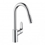 Hansgrohe Focus, Смеситель для кухни, с выдвижным душем, Цвет: хром