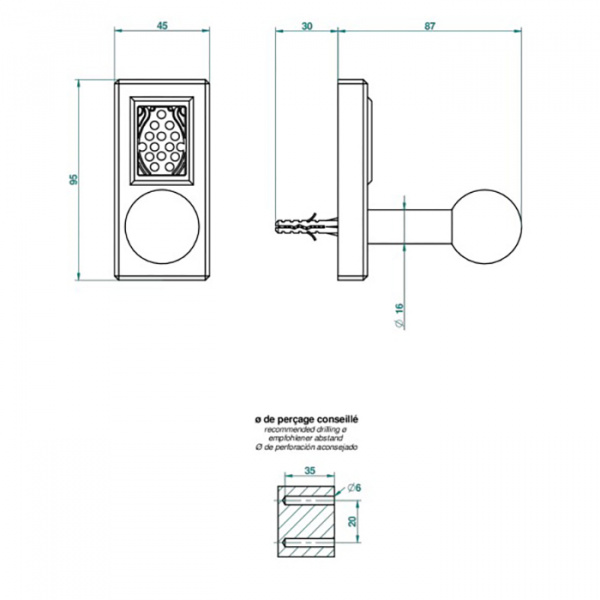 THG Metropolis Cristal Noir Крючок одинарный, подвесной, цвет: Soft Gold