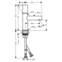 Axor Uno Смеситель для раковины 80, на 1 отв., излив 108мм, с незапираемым донным клапаном, цвет: хром