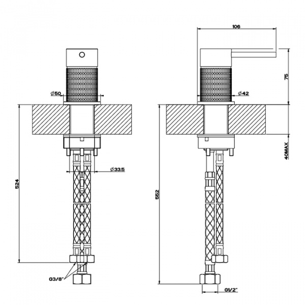 Gessi 316 Рычаг удаленного управления, цвет: brushed black metal pvd