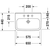Duravit DuraStyle Раковина 65х44 см, 3 отв., цвет: белый