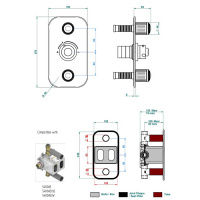 THG Malmaison metal Смеситель для душа встраиваемый, термостатический, с 2 запорными вентилями, внешняя часть, цвет: состаренный никель
