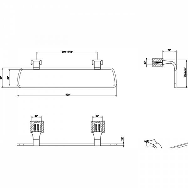 Gessi Mimi Полотенцедержатель "кольцо" 49см с двумя настенными креплениями, подвесной, цвет: хром