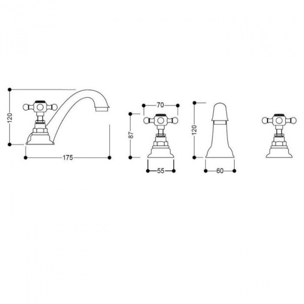 Kerasan Retro Смеситель для раковины на 3 отв. бронза