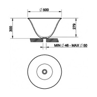 Gessi Goccia Раковина 50х30 см, без отв., накладная, цвет: белый