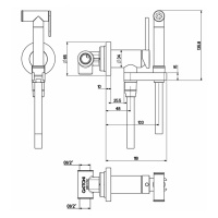 Gattoni Набор Гигиенический душ со встроенным смесителем, цвет: черный матовый