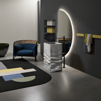 Antonio Lupi Ossimoro Раковина 45х45х85 см, без отв., слив в пол, с сифоном, донным клапаном и гибким шлангом, цвет: мрамор Carrara