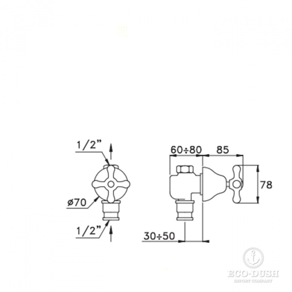Stella Roma Запорный вентиль 0/156 1/2”, цвет: хром