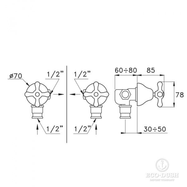 Stella Roma Запорный вентиль 0/156 1/2”, цвет: хром