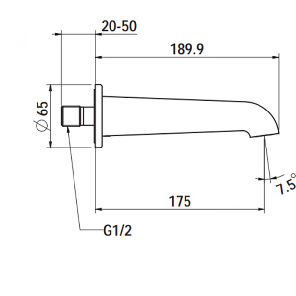 Laufen VAL Излив для ванны 175мм, настенный, цвет: хром