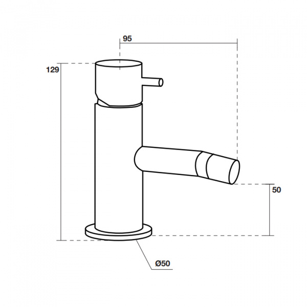 Kerasan Nolita Смеситель для биде на 1 отв., без донного клапана, излив 95мм, цвет: черный матовый