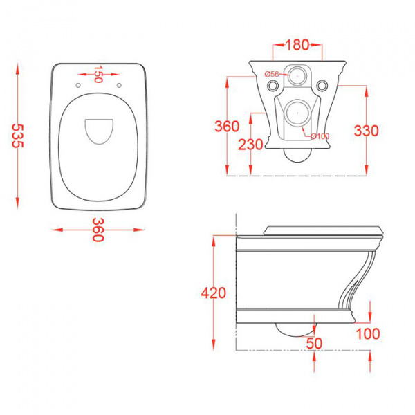 Artceram Civitas Унитаз подвесной 36x54 cм, цвет: зеленый