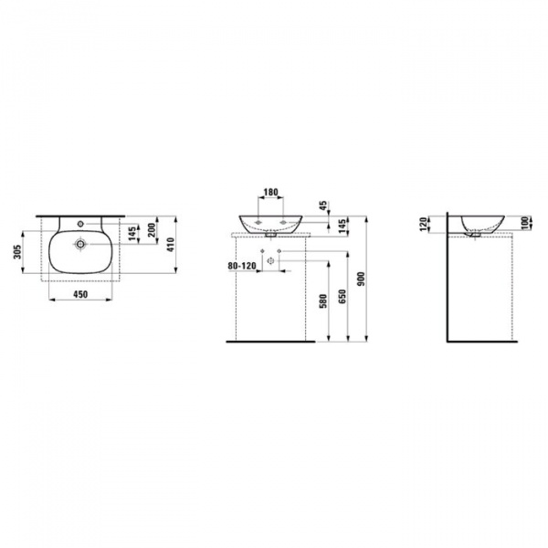 Laufen INO Раковина 45х41х12 см, без отв., цвет: белый