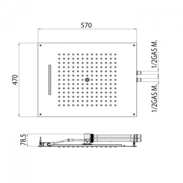 BOSSINI DREAM/2 Верхний душ 570 x 470 мм, 2 режима (дождь, водопад), цвет: хром
