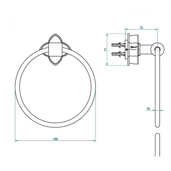 THG Pétale de cristal clair Полотенцедержатель - кольцо 18см., подвесной, цвет: хром/прозрачный хрусталь