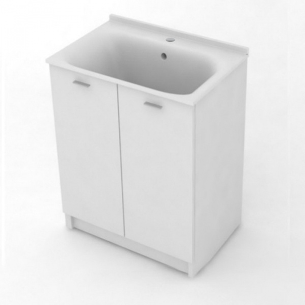 Kerasan Aquadom Комплект для постирочной 75х50см: база + раковина c 1 отв. под смеситель +выпуск с сифоном, цвет: белый матовый