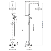 Carlo Frattini Elizabeth Душевая стойка, в комплекте: стойка, ручной душ, шланг, верхняя лейка, цвет: золото