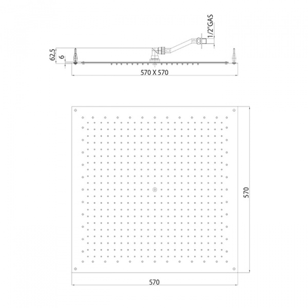 BOSSINI PARIS-CUBE Верхний душ 570 x 570 мм, FLAT, цвет: хром