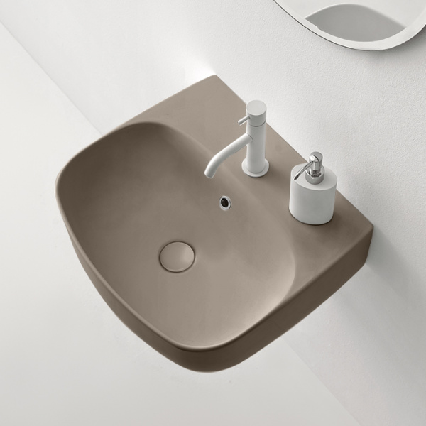 Kerasan Nolita Раковина 50х45 см, 1 отв., подвесная/накладная, цвет: коричневый орех