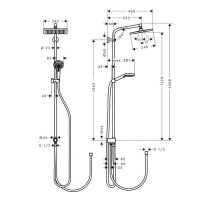 Hansgrohe Crometta E Душевая стойка с верхним душем 24см, ручным душем и шлангом 150см, цвет: хром
